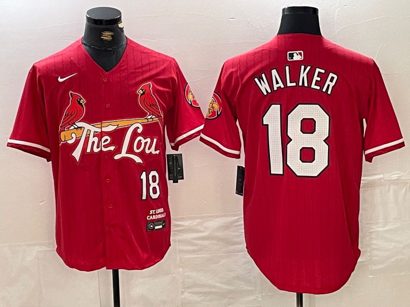 Men St.Louis Cardinals #18 Walker Red City Edition 2025 Nike MLB Jersey style 1
